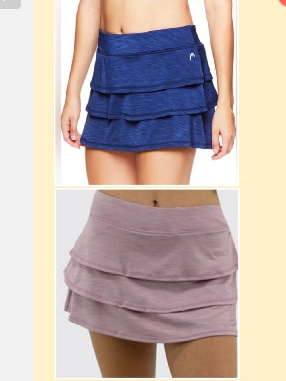 2 HEAD SCALLOPED RUFFLE SPORTY ATHLETIC SKORT MAUVE & BLUE MEDIUM
